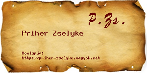 Priher Zselyke névjegykártya